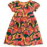 Puff Sleeve Empire Dress, Orange