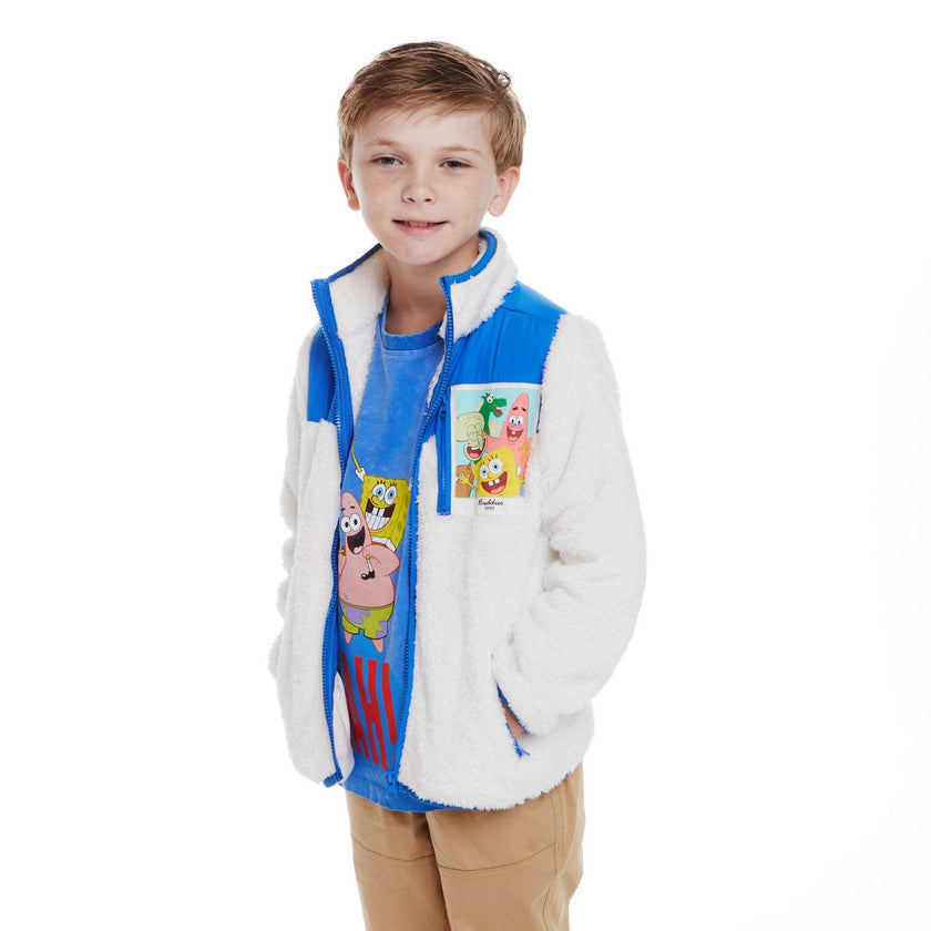 SpongeBob SquarePants™ x Andy & Evan® | Kids (2-7) Bikini Bottom Buddies Sherpa Jacket with Printed Patch Pocket