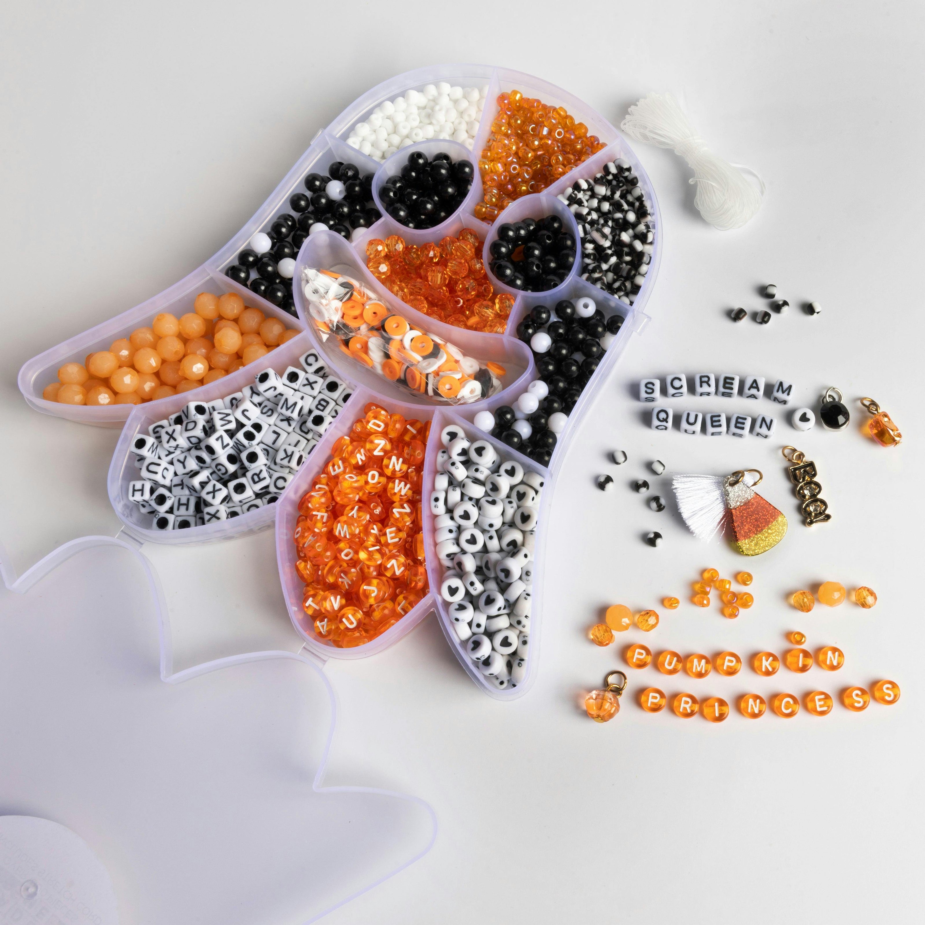 Halloween Ghost Orange and Black Letter DIY Bead Box