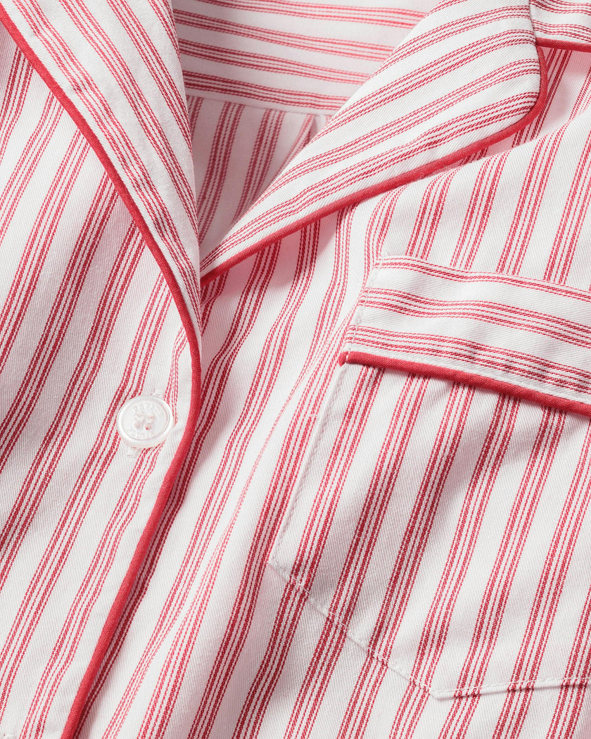 Women's Twill Nightshirt in Antique Red Ticking