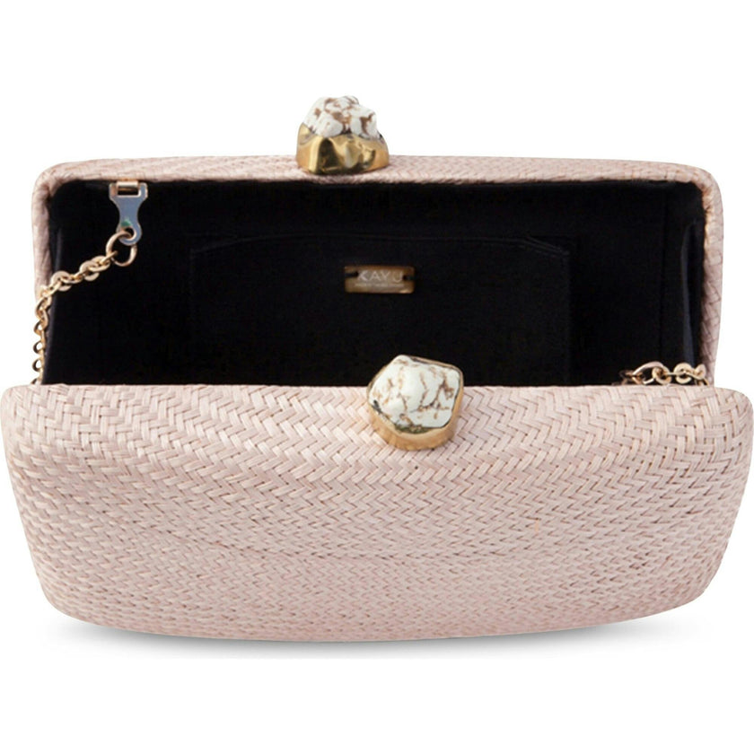 Women's Jen Straw White Stone Clutch Bag
