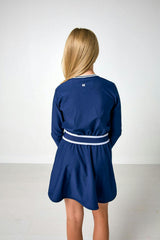 navy long sleeve club dress