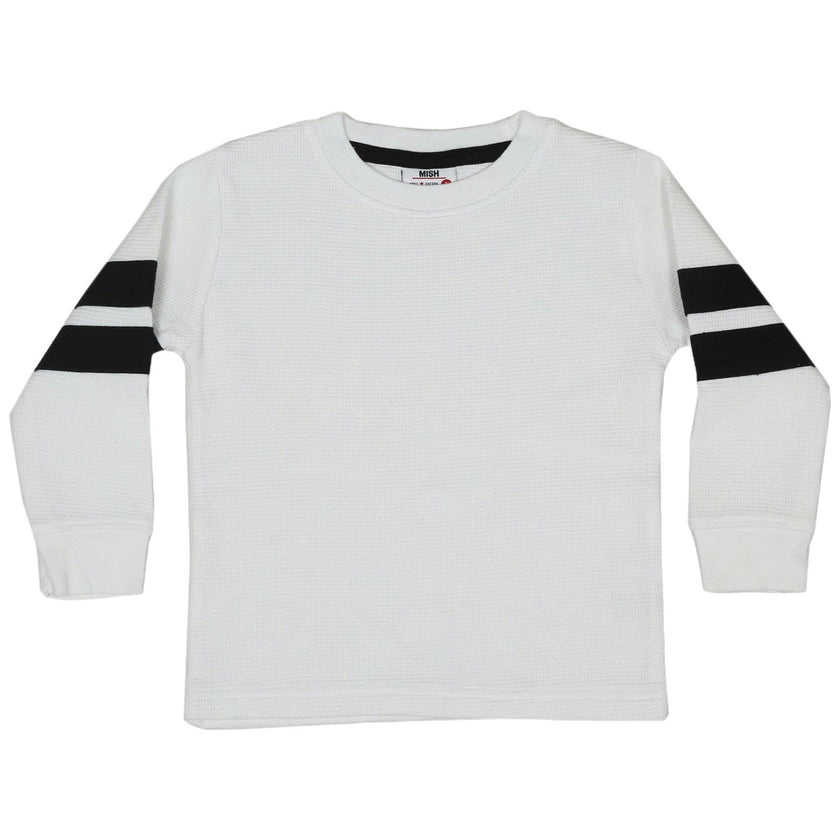 Kids Thermal Shirt - White with Black Taping