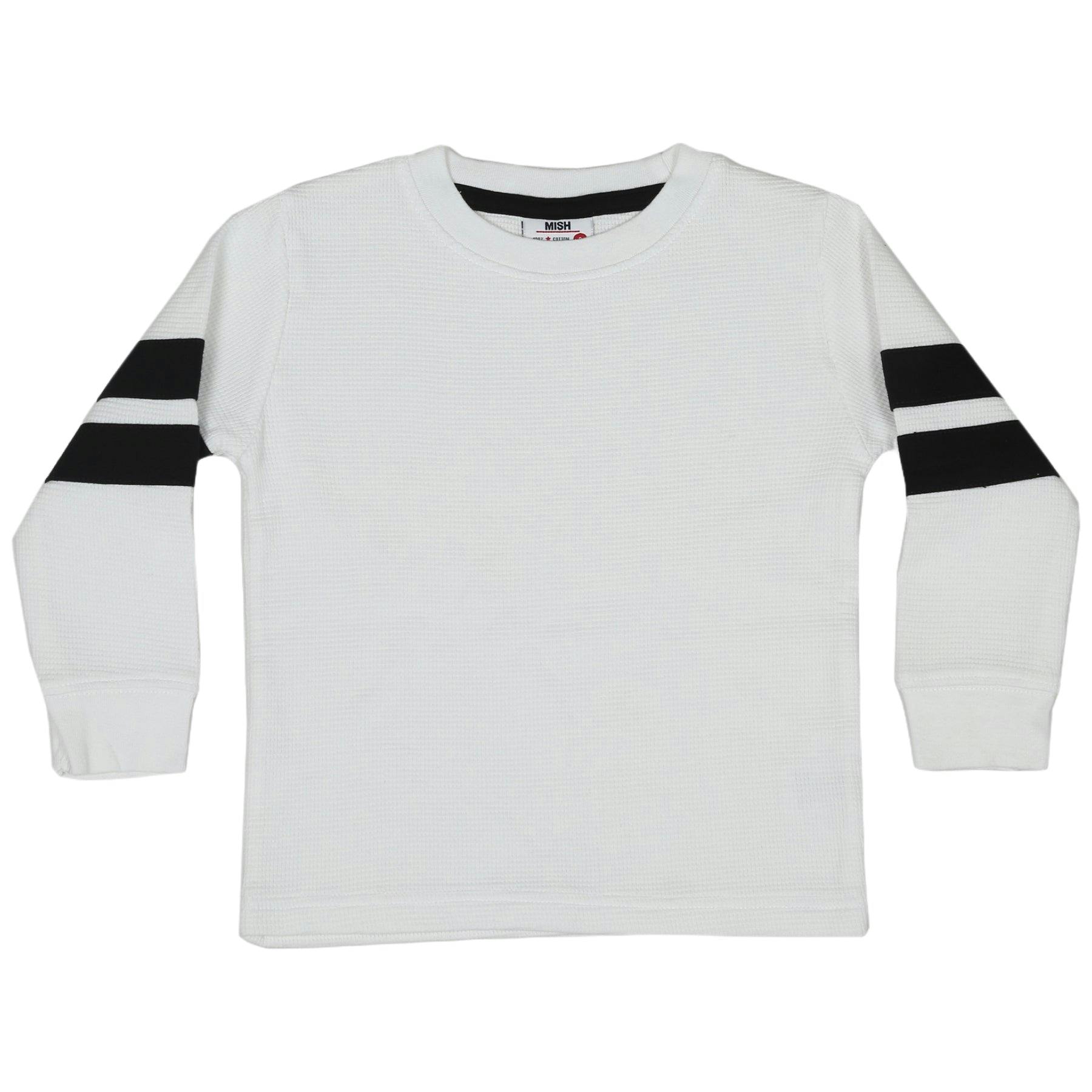 Kids Thermal Shirt - White with Black Taping