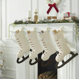 Hand Felted Wool Christmas Stocking - Cream Skate