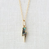 Abalone Lightning Bolt Charm Necklace