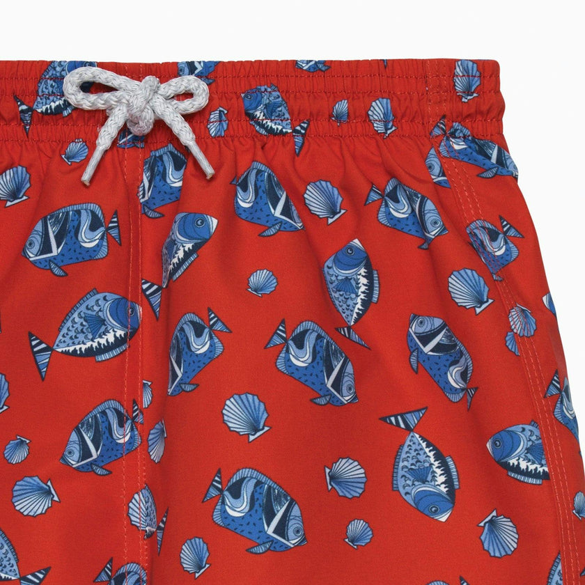 Boys Swimshorts in Red Fish