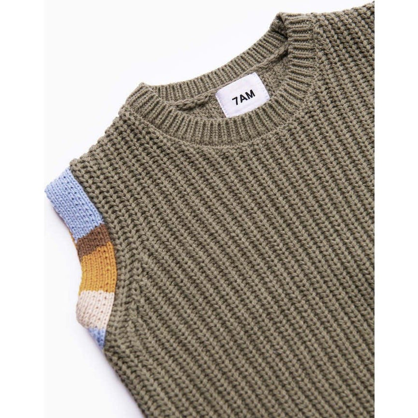 Chunky Ribbed Knit Crew Neck Sleeveless Wide Boxy Fit Tank Top