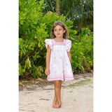 Serena Girl's Tassel Dress White Pink Frangipani, Pink