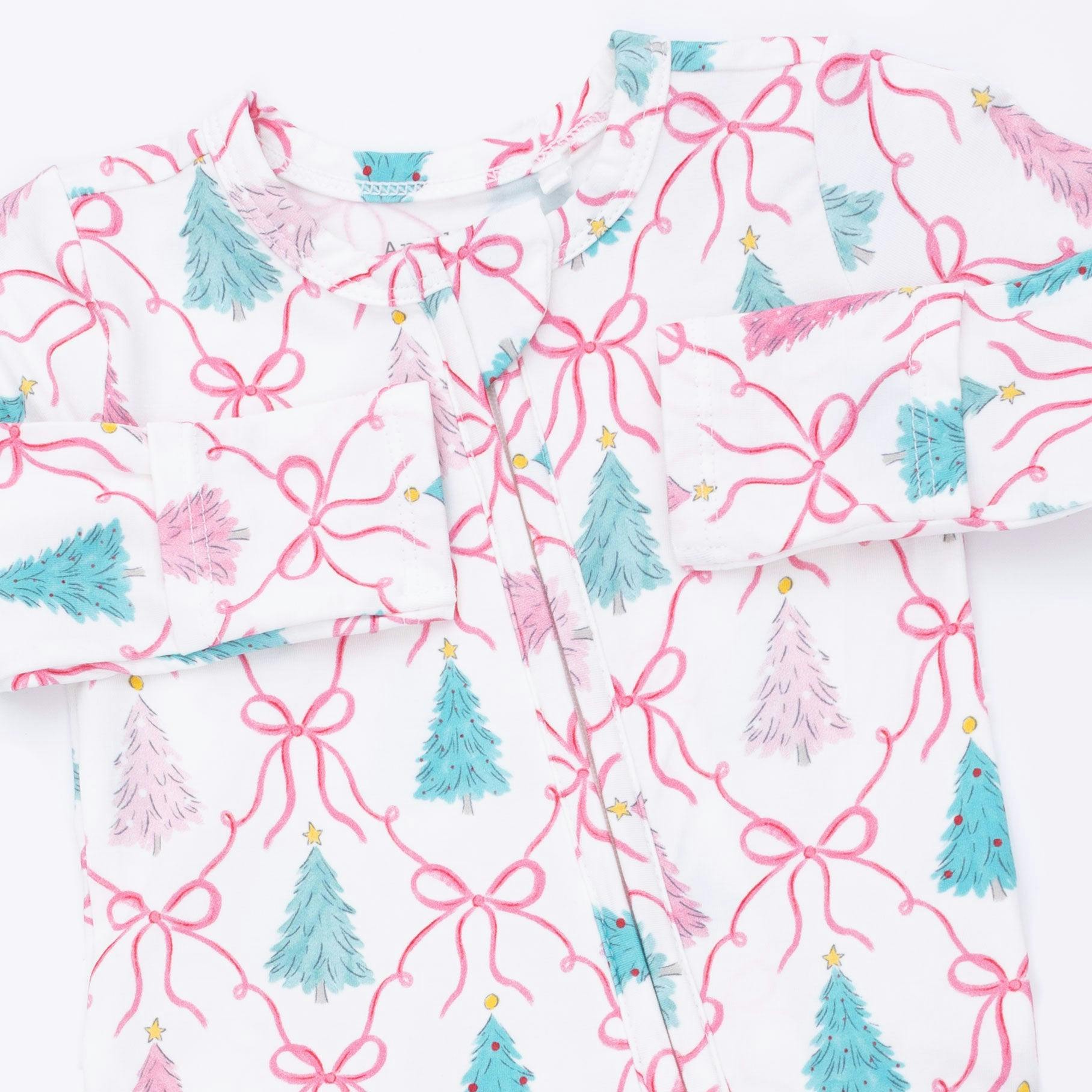 Bow Trellis Tree - 2 Way Ruffle Back Zipper Footie