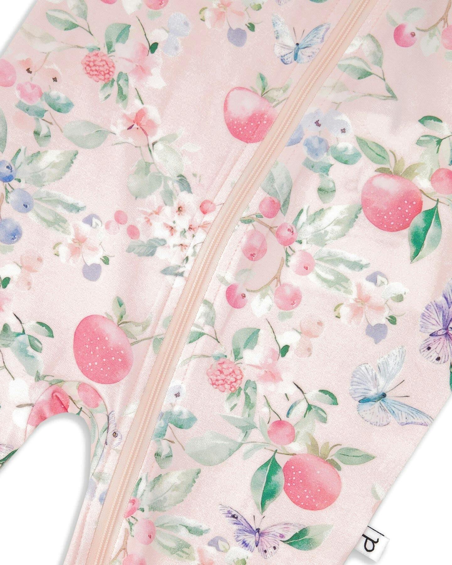 Organic Cotton Jersey One-Piece Pyjama Pink Printed Berries