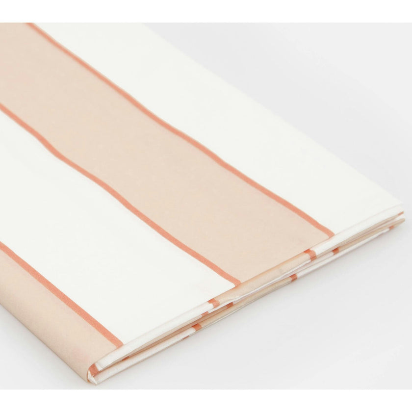 Peach Striped Paper Tablecloth