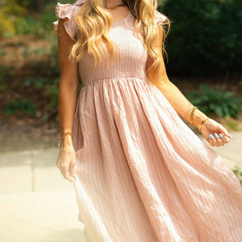 Hattie Dress in Pink Stripes