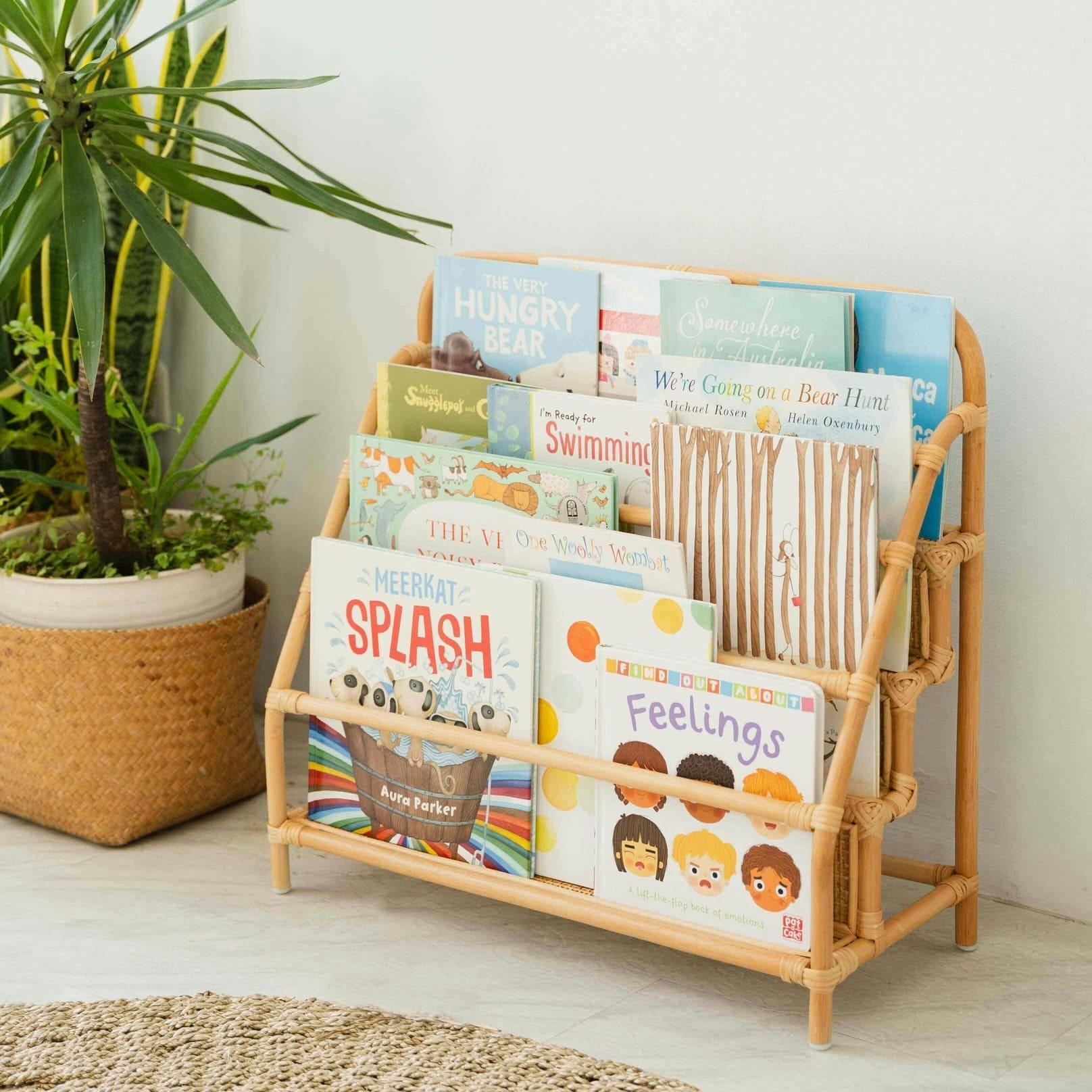 Handcrafted - Elena Kids Montessori Bookshelf (Natural) - Rattan Wicker