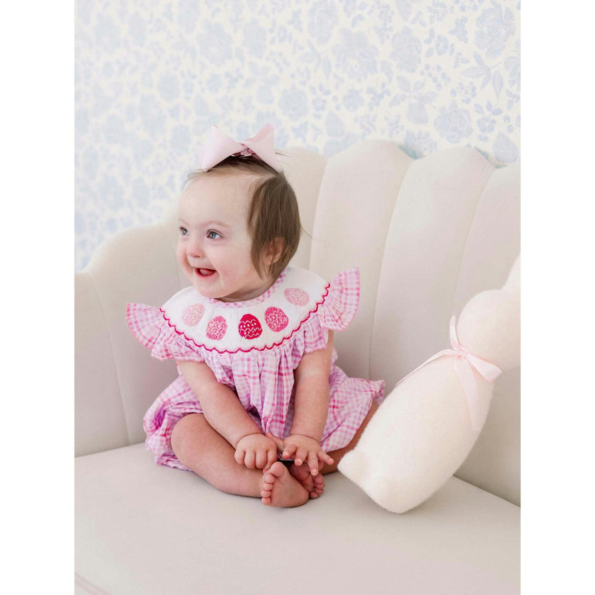 Pink Easter Egg Smocked Bubble