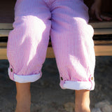 Fuchsia Seersucker Overalls