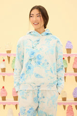 Kian Hooded Sweatshirt in Blue Aquarelle Fleur