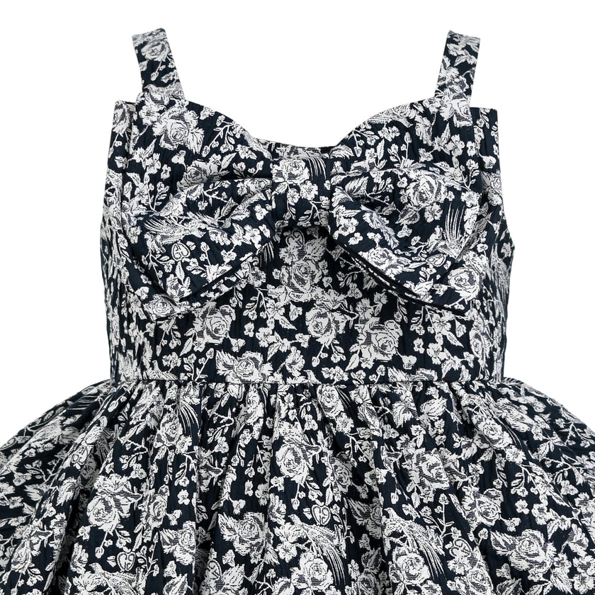 Blue Danica Floral Bow-Front Dress
