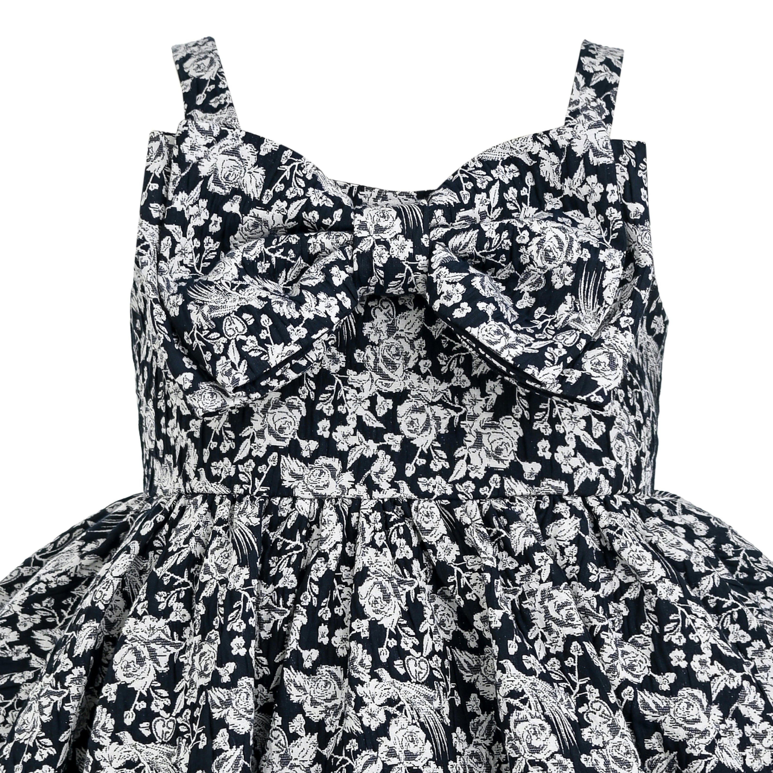 Blue Danica Floral Bow-Front Dress