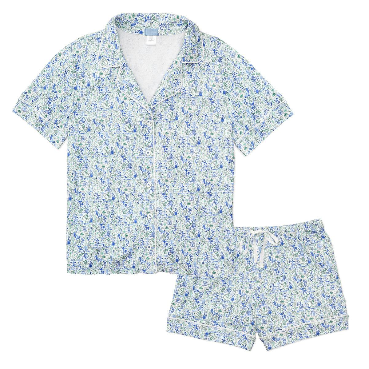 Birth Flowers Women’s Button Front Polo Short Pajama Set
