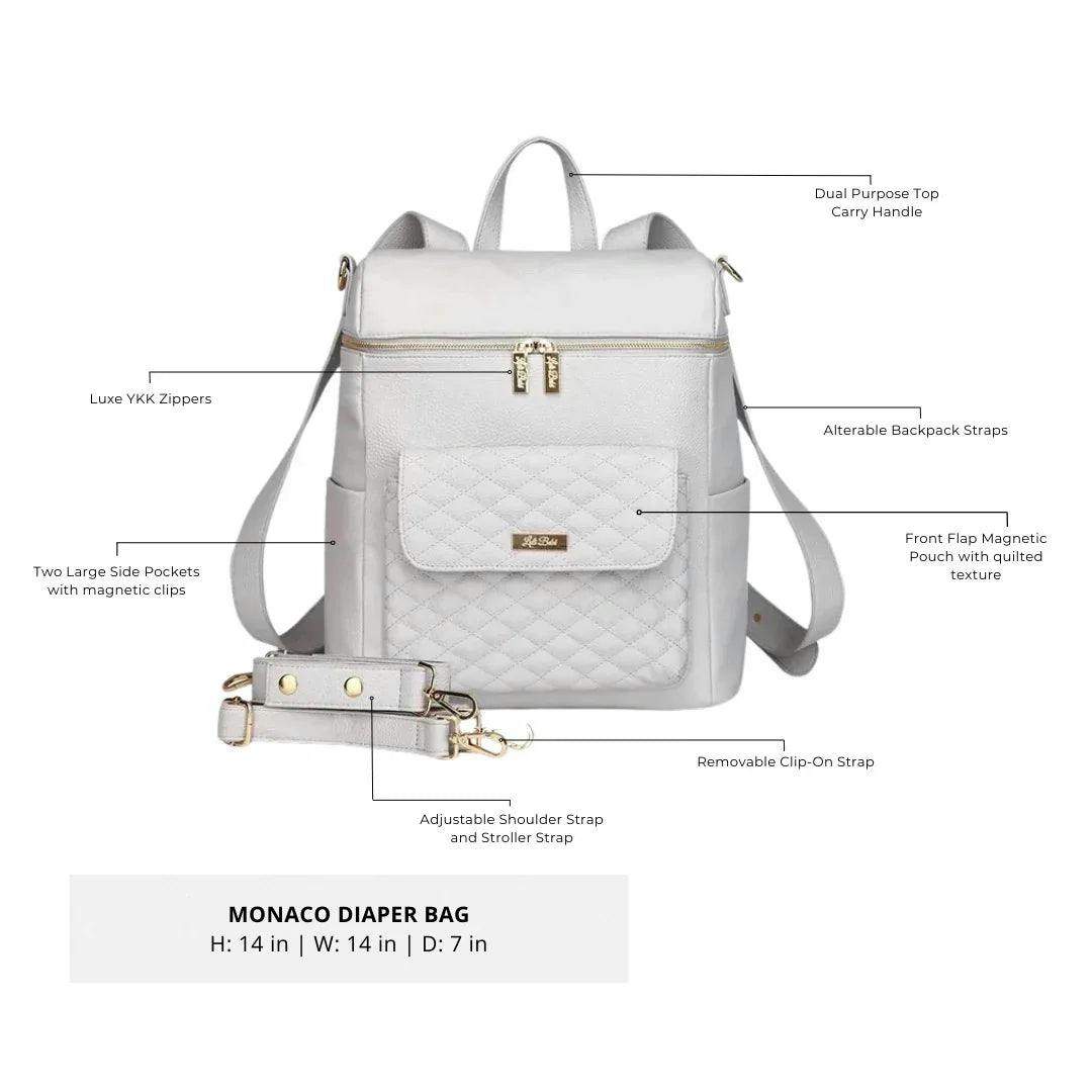 Monaco Diaper Bag | Pearl White