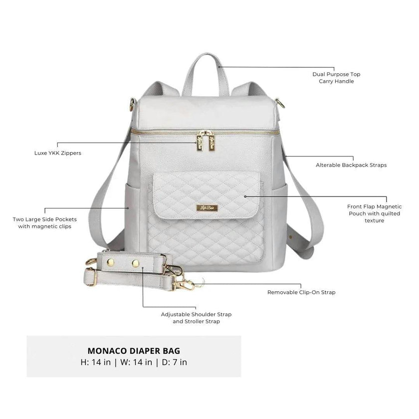 Monaco Diaper Bag | Stone Grey