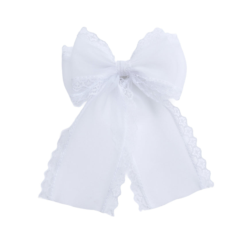 White Lace Bow Hair Clip