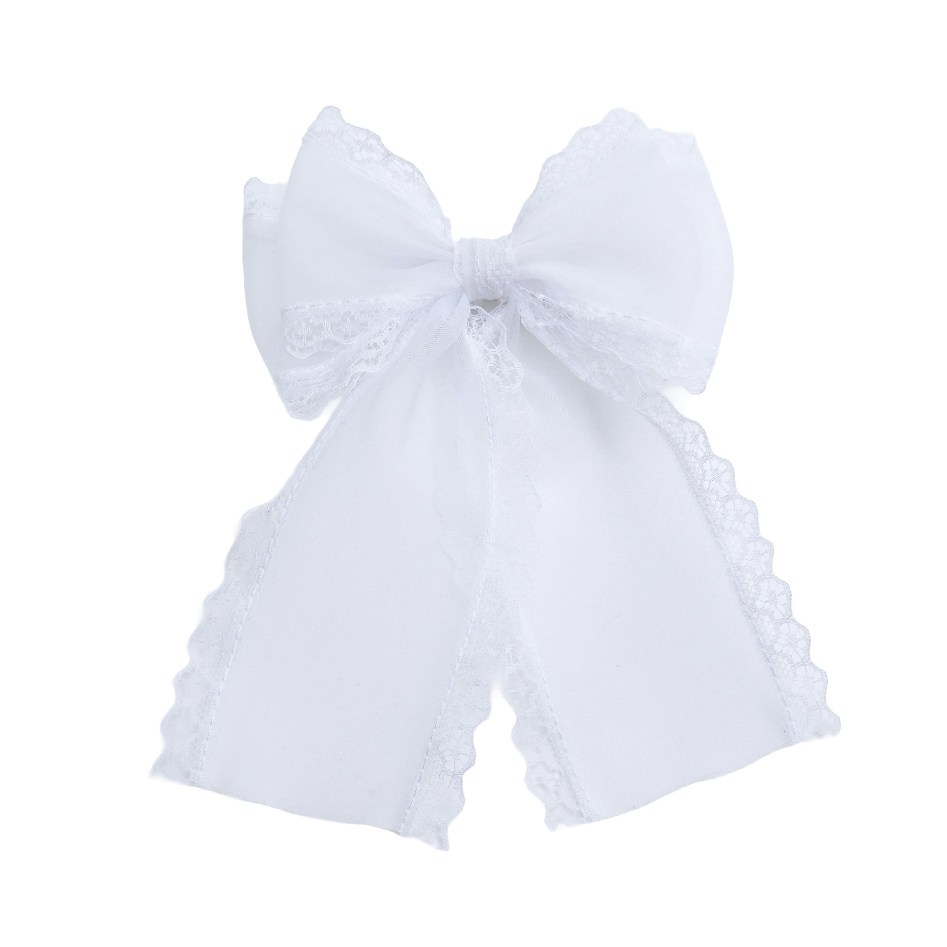 White Lace Bow Hair Clip