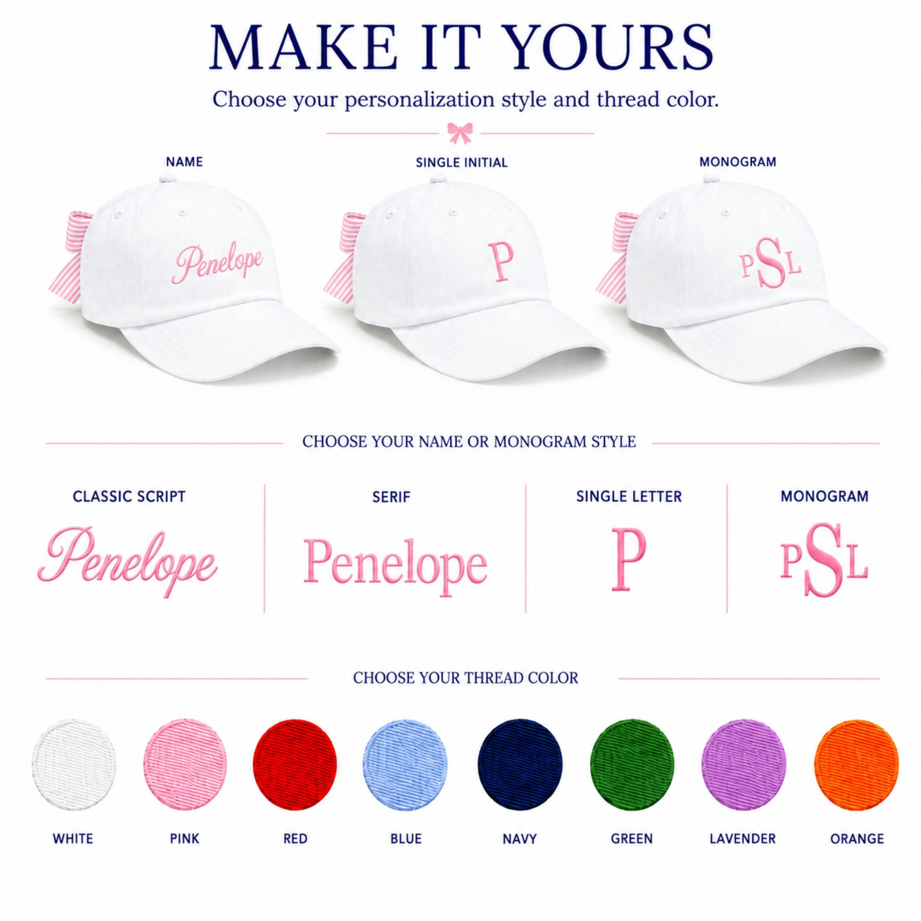 Customizable Bow Baseball Hat