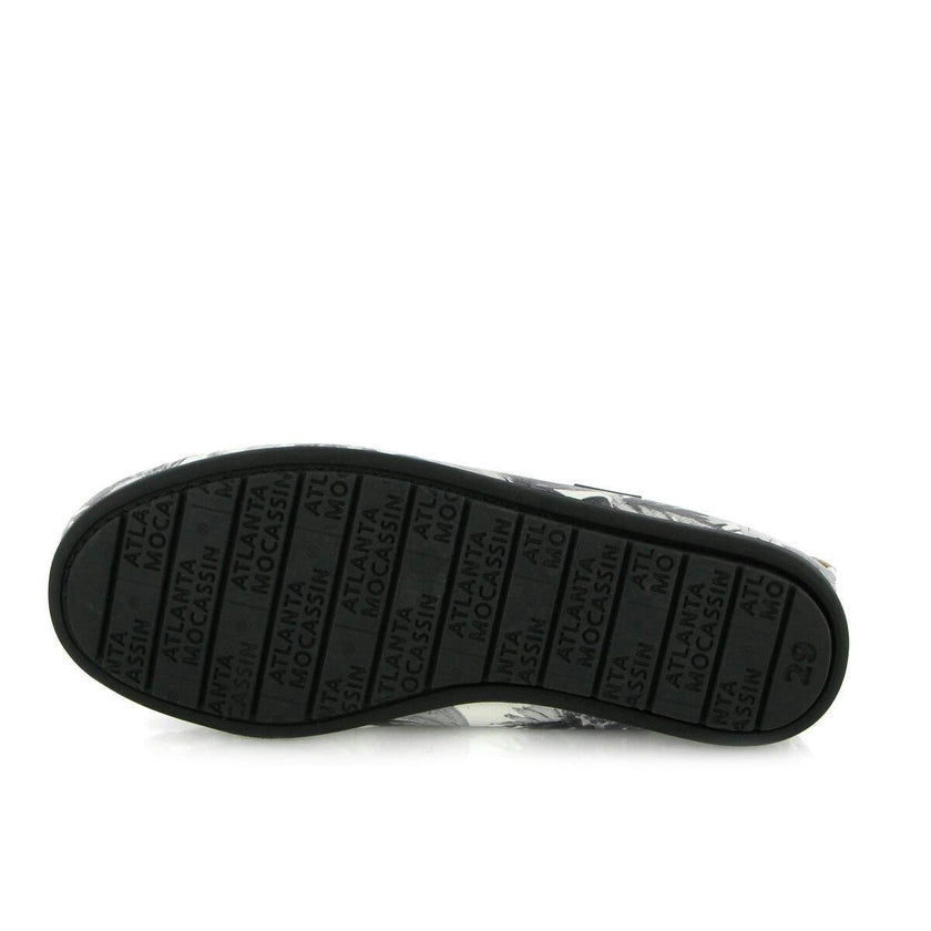 Penny 032 Walker Moccasins, Grey Flowers Printed Leather