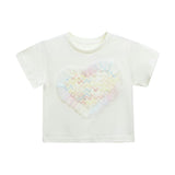 Cream Rainbow Heart Applique T-Shirt