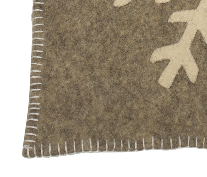 Gray Hand Felted Wool Christmas Table Runner - Snowflakes - 16
