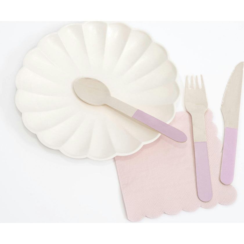 Pink Wooden Cutlery Set