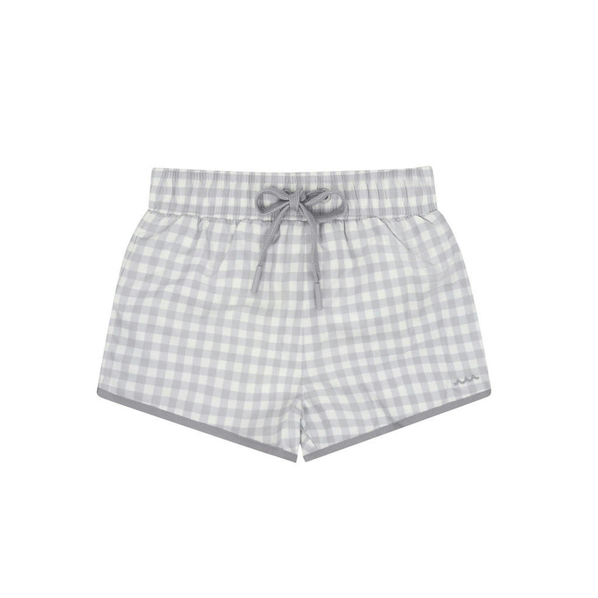 boys dove grey gingham boardie
