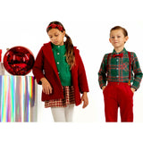 Jr Star Premium Child Festive Plaid Button Up and Bow Tie Set