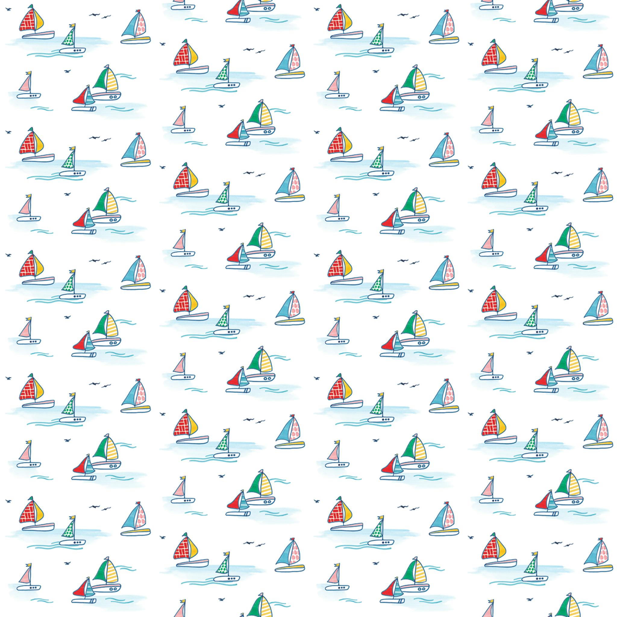 Ruffle Trim Baby Bubble in Sailboats