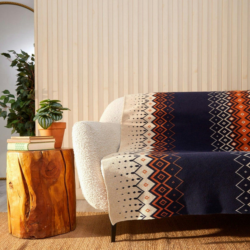 Cotton Sustainable Knit Throw Blanket | Vintage Icelandic