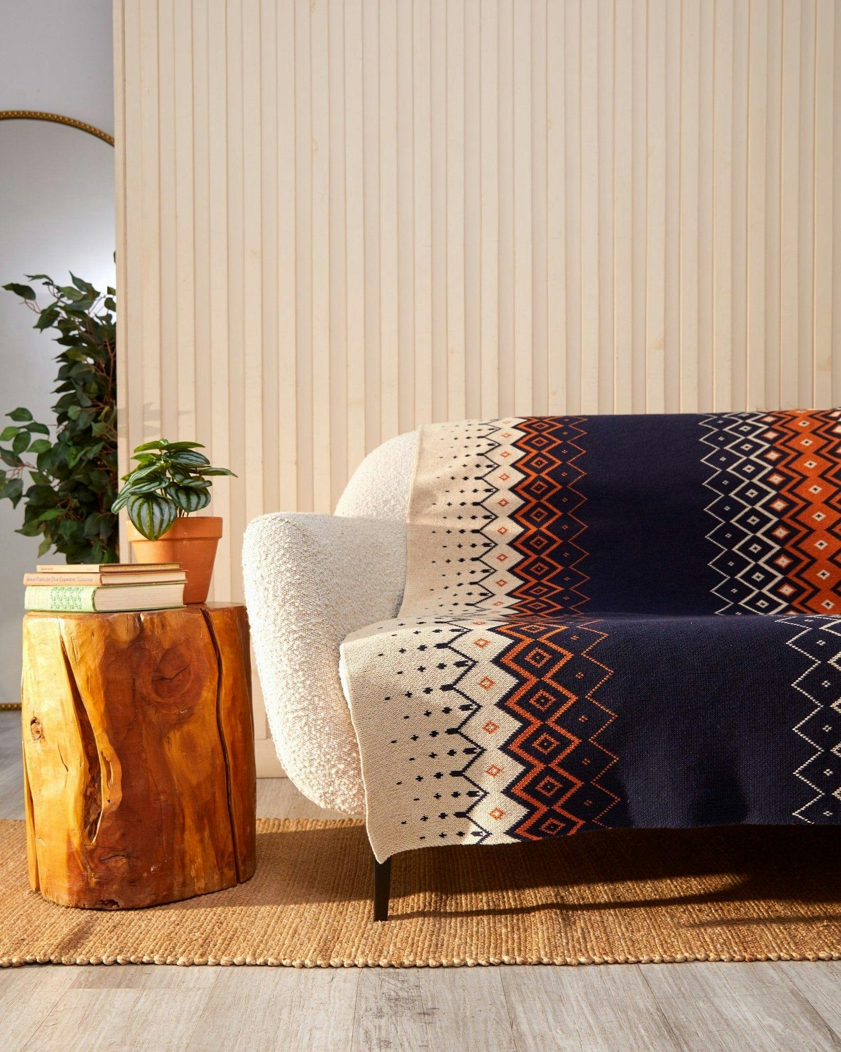 Cotton Sustainable Knit Throw Blanket | Vintage Icelandic