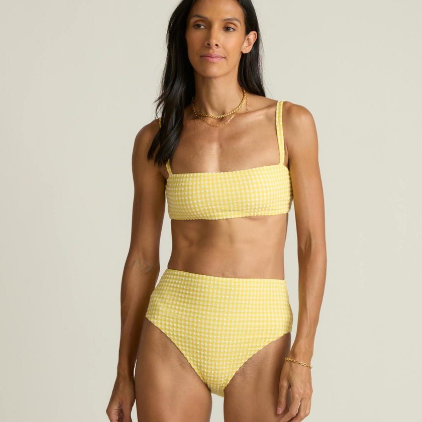 women's soleil gingham high waist bikini bottom