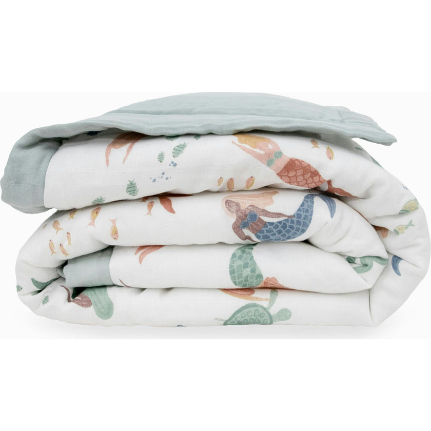 Cotton Muslin Toddler Comforter - Mermaid Party