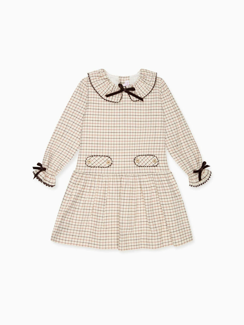 Caramel Check Tessa Girl Drop Waist Dress