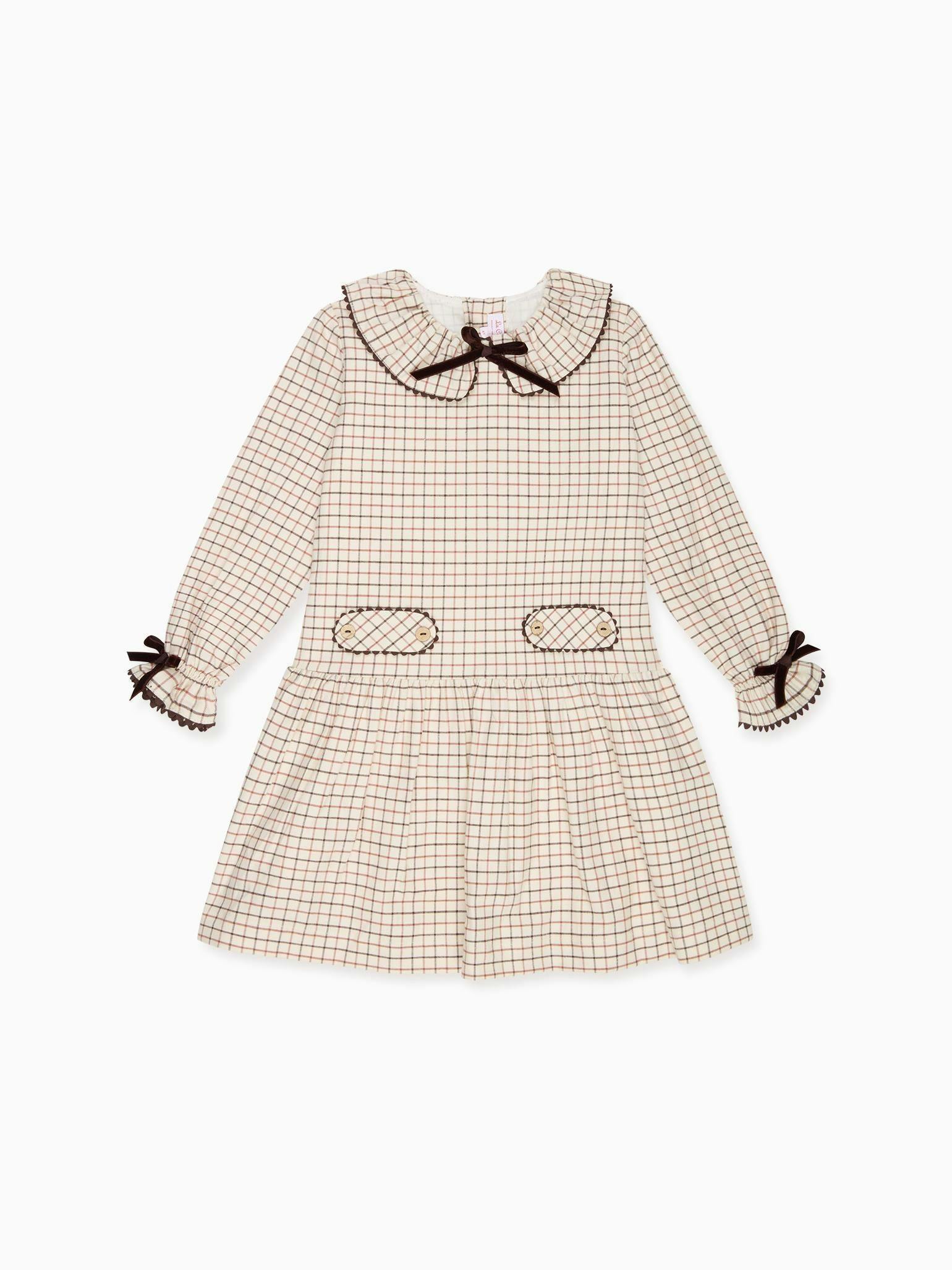 Caramel Check Tessa Girl Drop Waist Dress