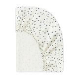 Crib Sheet in GOTS Certified Organic Brushed Cotton in Ivory with Navy Stars