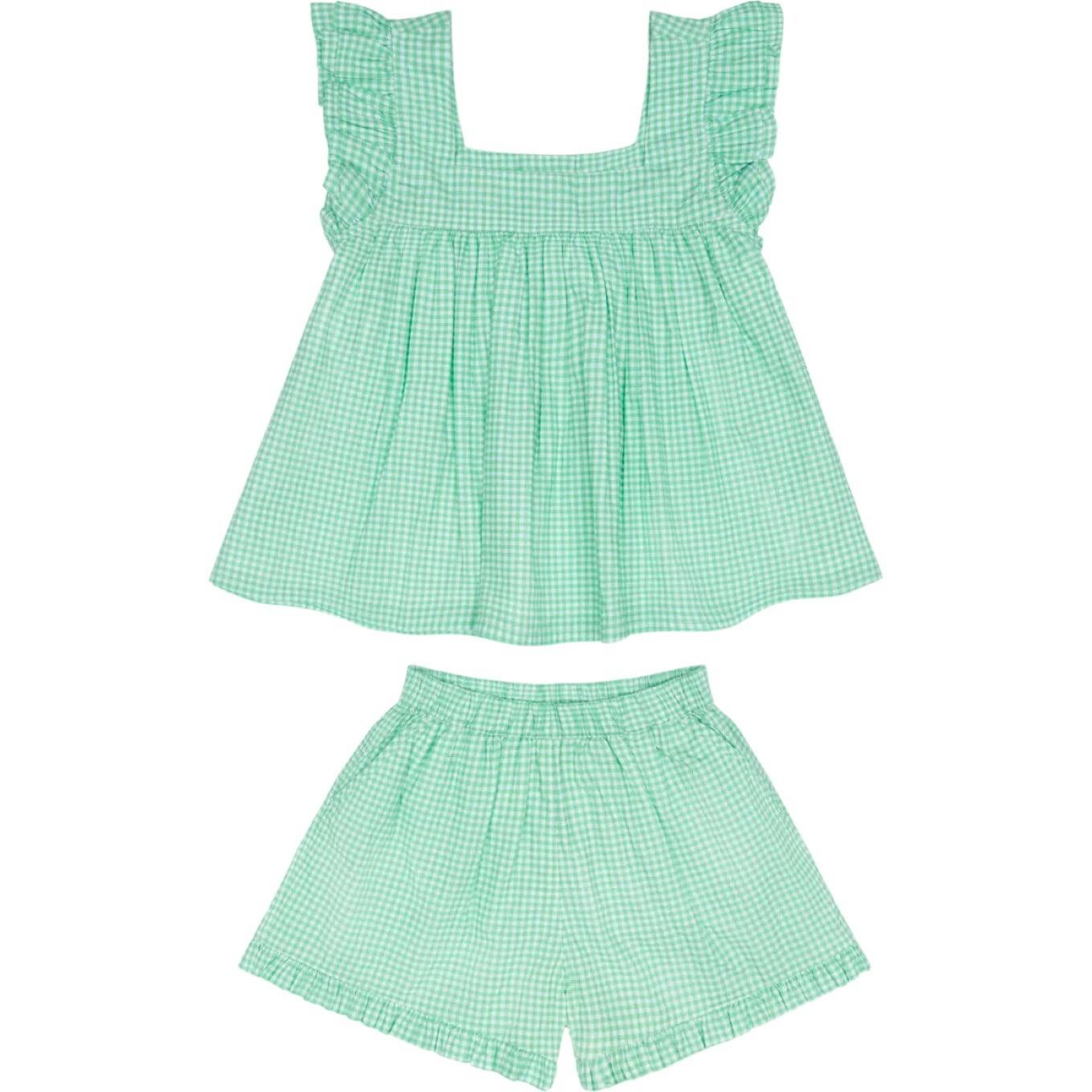 girls gustavia gingham ruffle top and short set