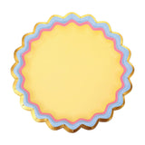 Packed Party Rainbow Ric Rac 10ct Paper Dessert Plates | Gold Foil Scalloped 5-Color Mix Party Plates | 8 Inch Birthday Plates