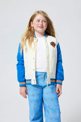 New York Knicks Basketball Youth Bomber Jacket in Sugar Swizzle and Blue