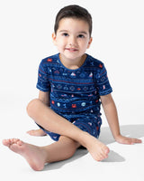 Sail Away Fair Isle Bamboo Kids Pajama Short Set