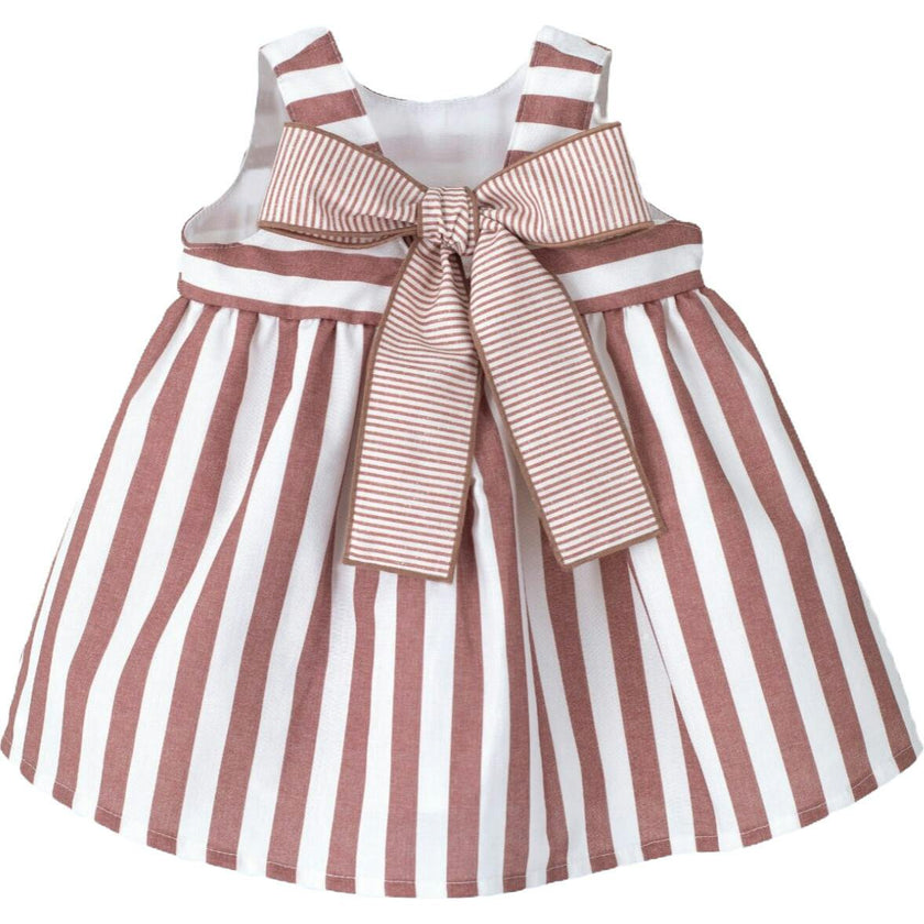 Striped A-Line Terracotta Dress., Stripes