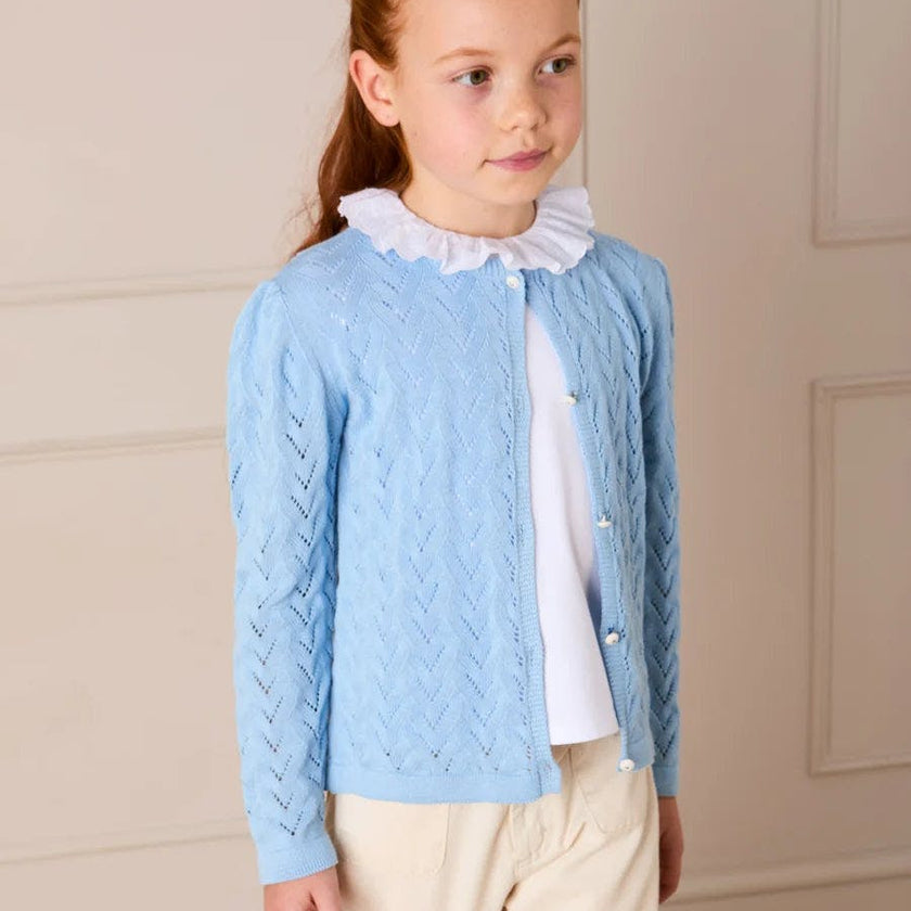 Openwork Cotton Cardigan in Sky Blue (2-10yrs)