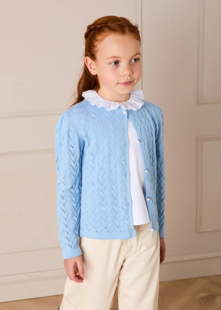 Openwork Cotton Cardigan in Sky Blue (2-10yrs)